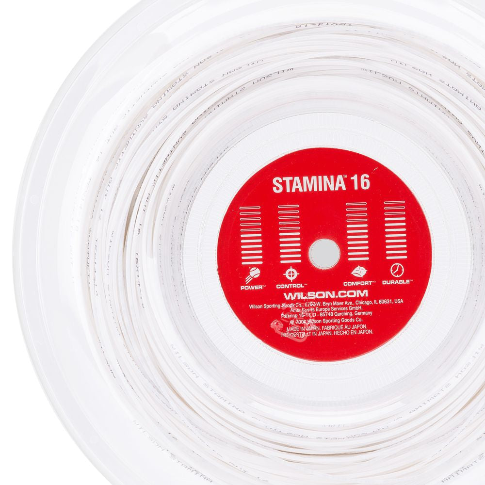 Cuerda de Tenis Wilson Stamina 16L 1.32 mm Blanca - Rollo de 200 Metros